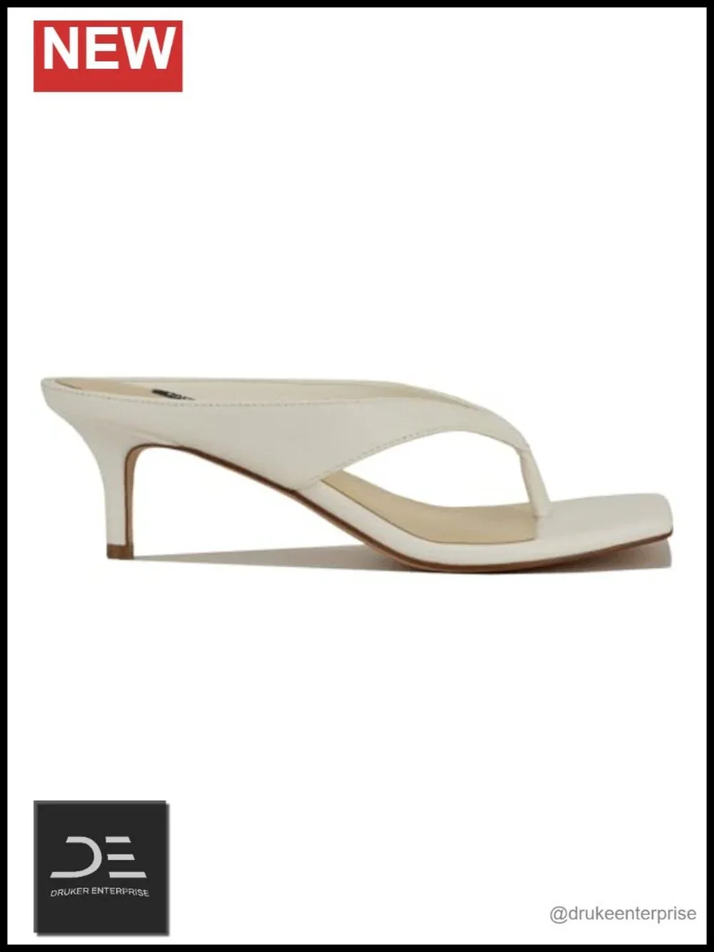 Faux Leather Square Toe Thong Stiletto Heeled Sandals Slip On Dressy